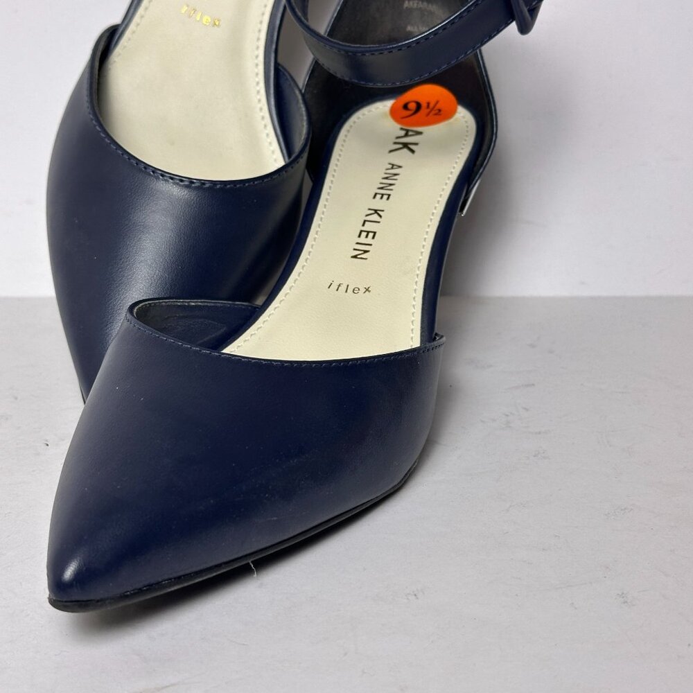 Anne Klein Ankle Strap Heels Women 9.5 Navy Blue Classy Special Occasion Shoes - Picture 2 of 16